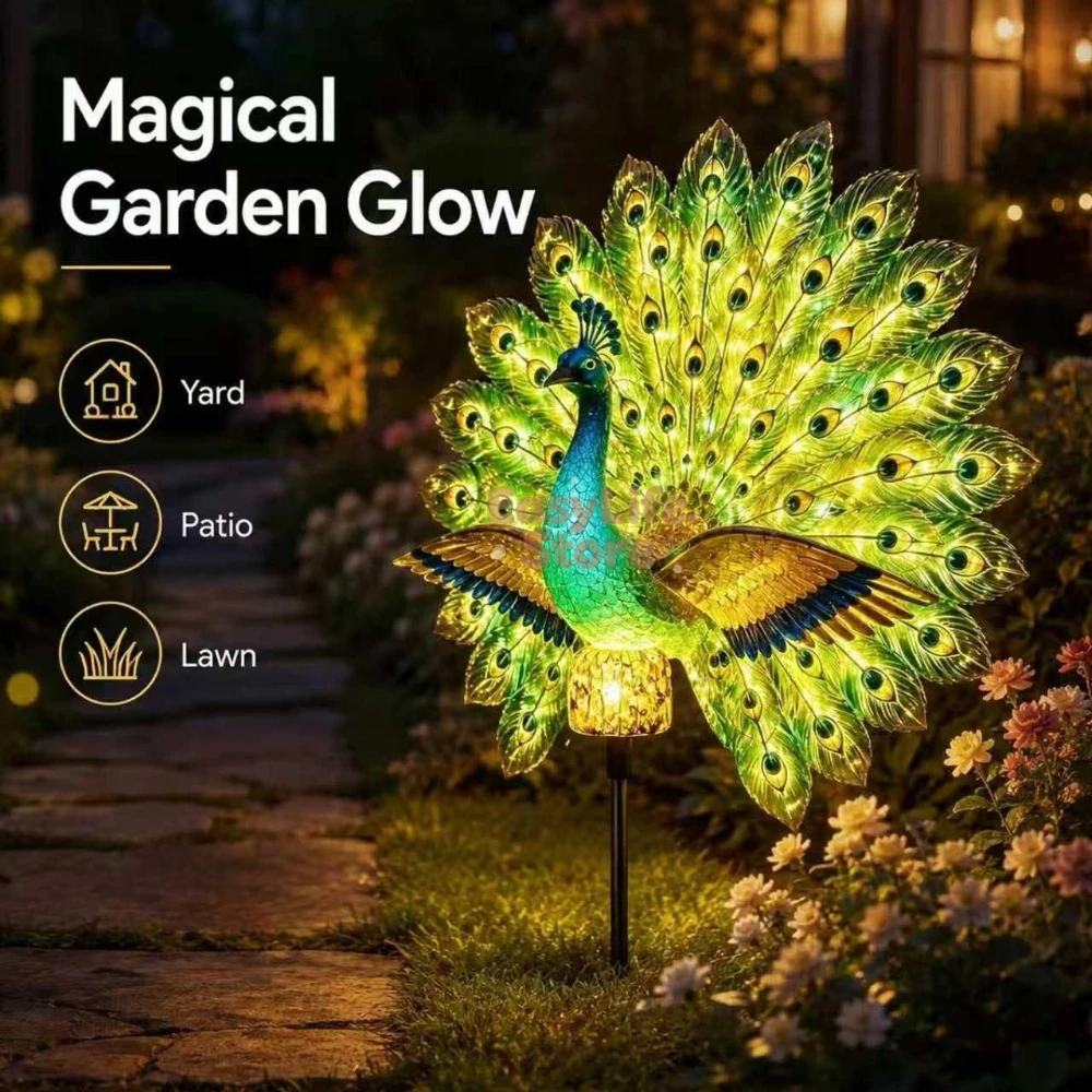 Outdoor Lighting Guide - Escultura de Pavo Real Solar para