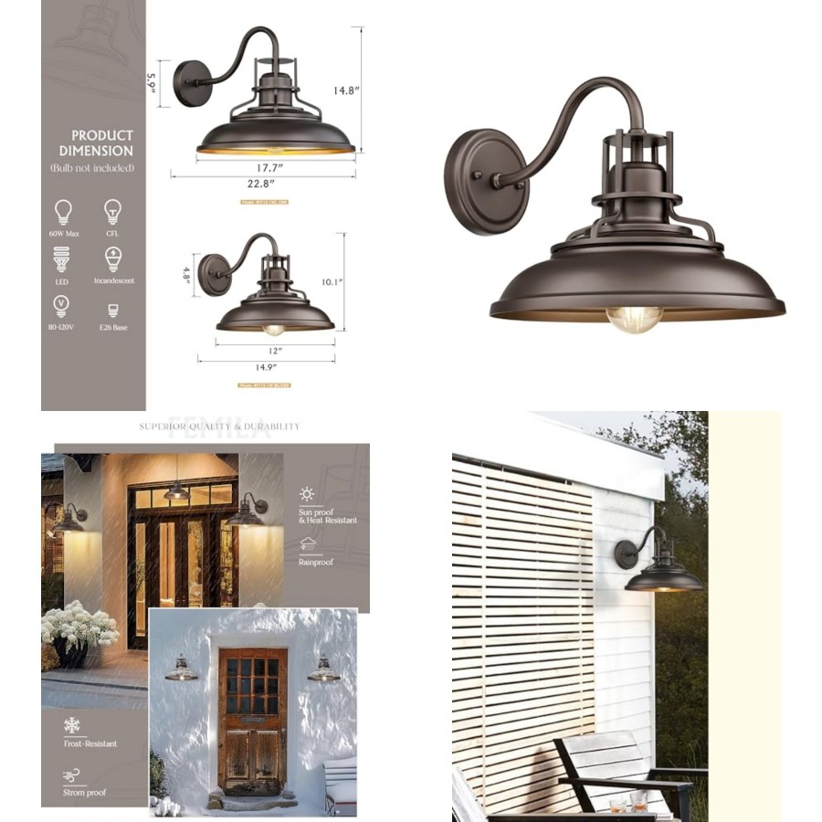 Wall Lighting Outdoor - Lámpara de Exterior Estilo Granero, Iluminación