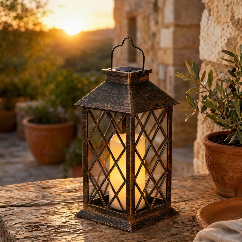Hanging Outdoor Lighting - Linterna Solar Retro, Lámpara Solar de