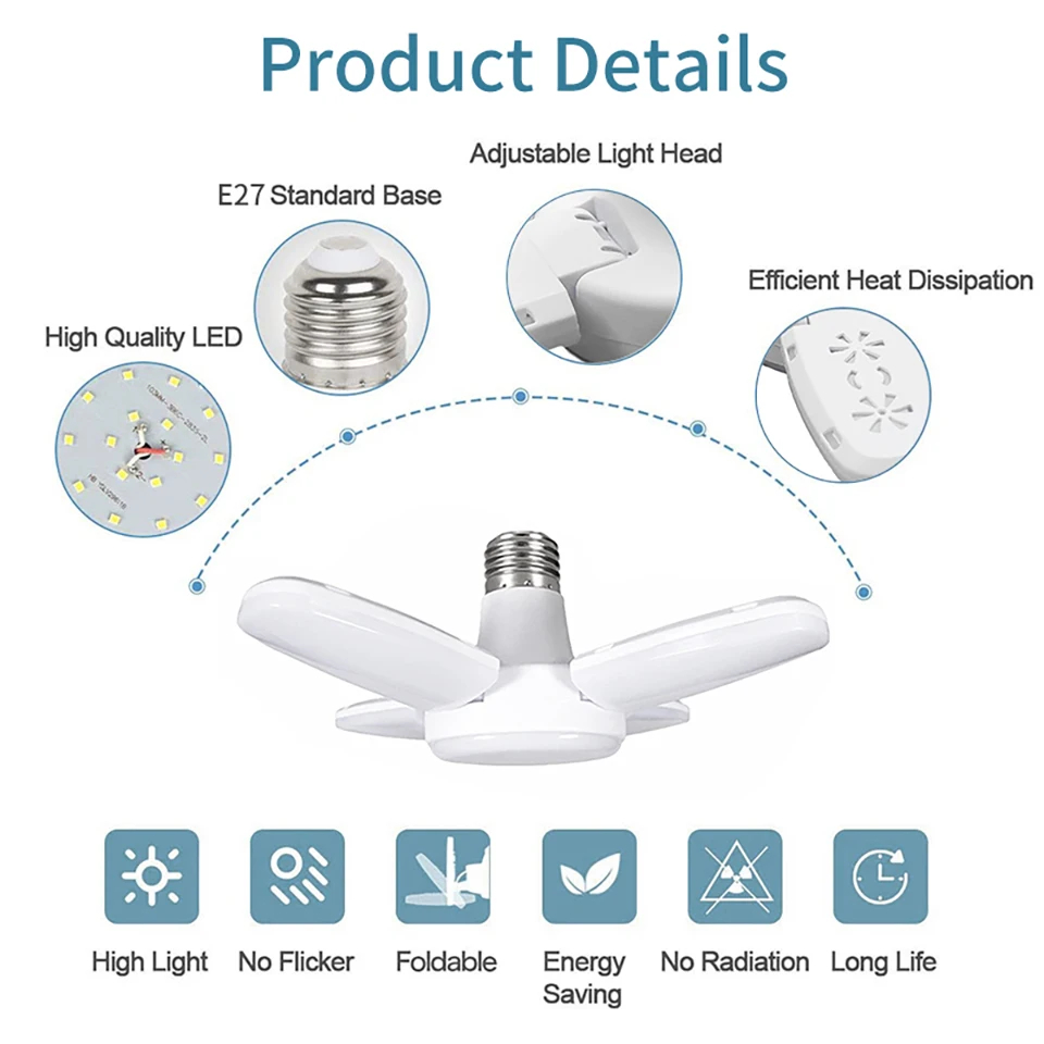 Ventilador E27 plegable 28W Se - Outdoor Lighting Warehouse reseña y precio