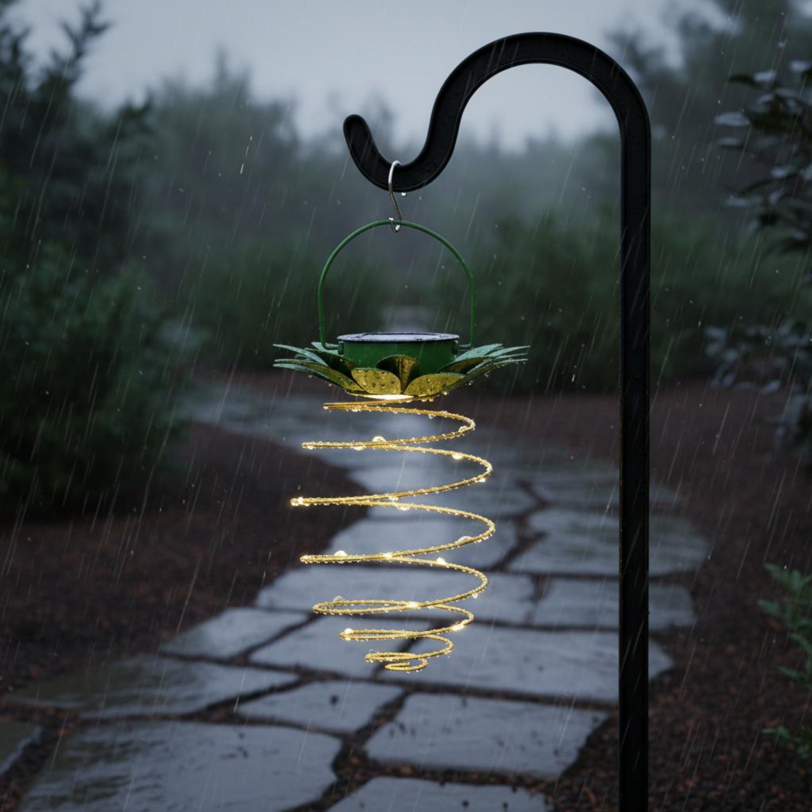 Lámpara solar con forma de piñ - Hanging Outdoor Lighting reseña y precio