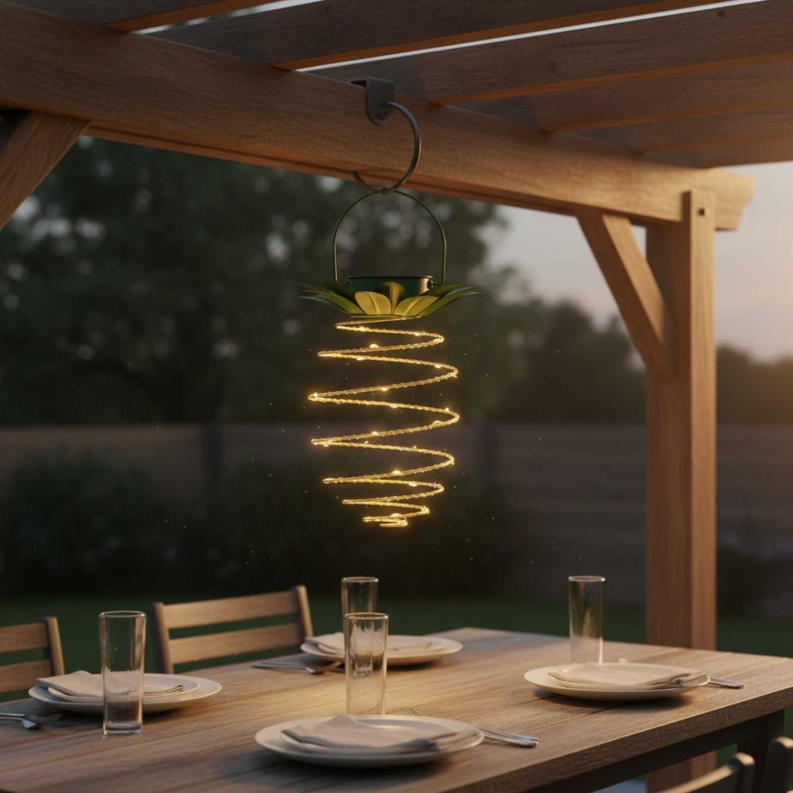Lámpara solar con forma de piñ - Hanging Outdoor Lighting reseña y precio